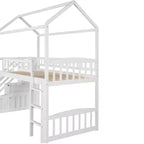 Letto a soppalco a castello con scivolo e scale, letto a soppalco con cassetti contenitori, letto a soppalco in legno a capanna per bambini e neonati