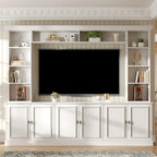 Mobile TV a parete con 4 pezzi e ponte, per televisori fino a 70", porta TV con ripiani regolabili, ampia console multimediale