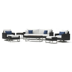 Set da 8 pezzi da esterno con divanetti Milo Espresso Sunbrella ad azione meccanica