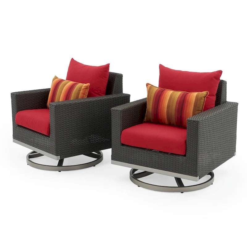 Set da 8 pezzi da esterno con divanetti Milo Espresso Sunbrella ad azione meccanica