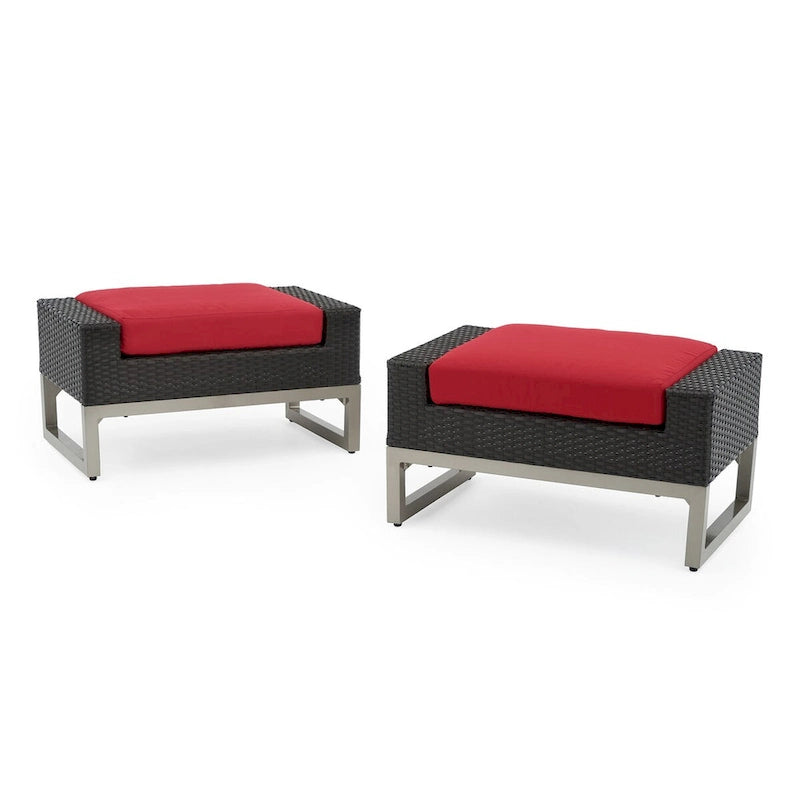 Set da 8 pezzi da esterno con divanetti Milo Espresso Sunbrella ad azione meccanica