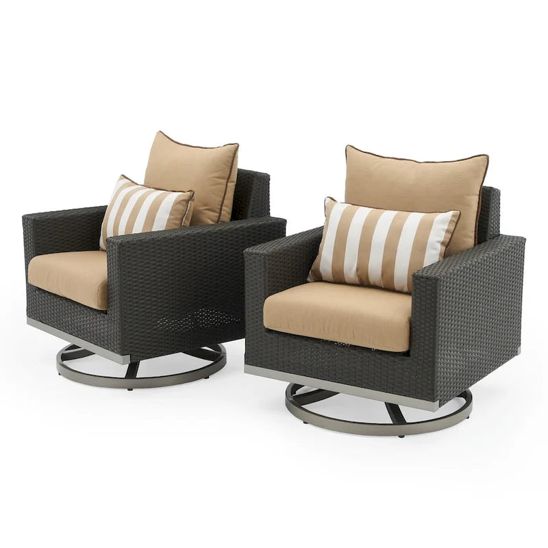 Set da 8 pezzi da esterno con divanetti Milo Espresso Sunbrella ad azione meccanica