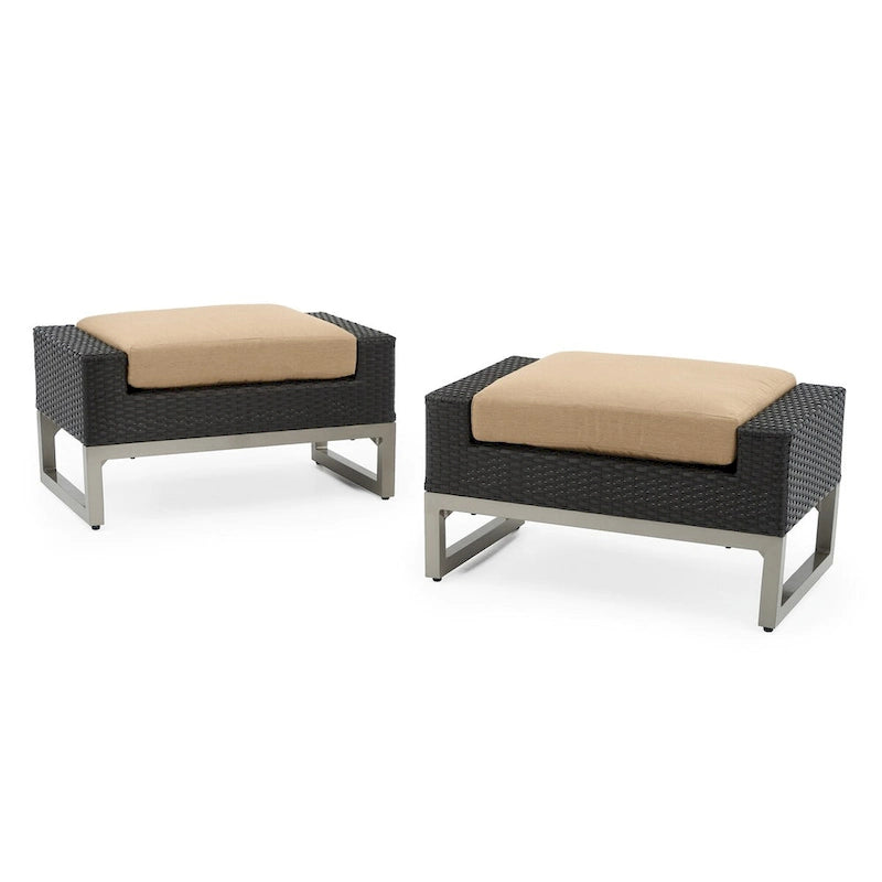 Set da 8 pezzi da esterno con divanetti Milo Espresso Sunbrella ad azione meccanica