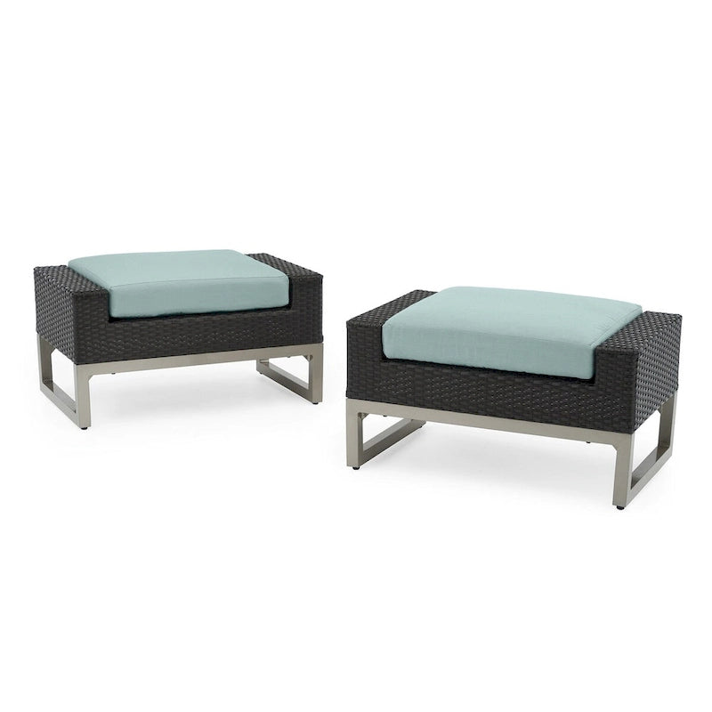Set da 8 pezzi da esterno con divanetti Milo Espresso Sunbrella ad azione meccanica