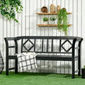 Outsunny Wooden Patio Bench Outdoor Garden Bench with Backrest and Armrests - 61.50L * 20.75W * 32.75H