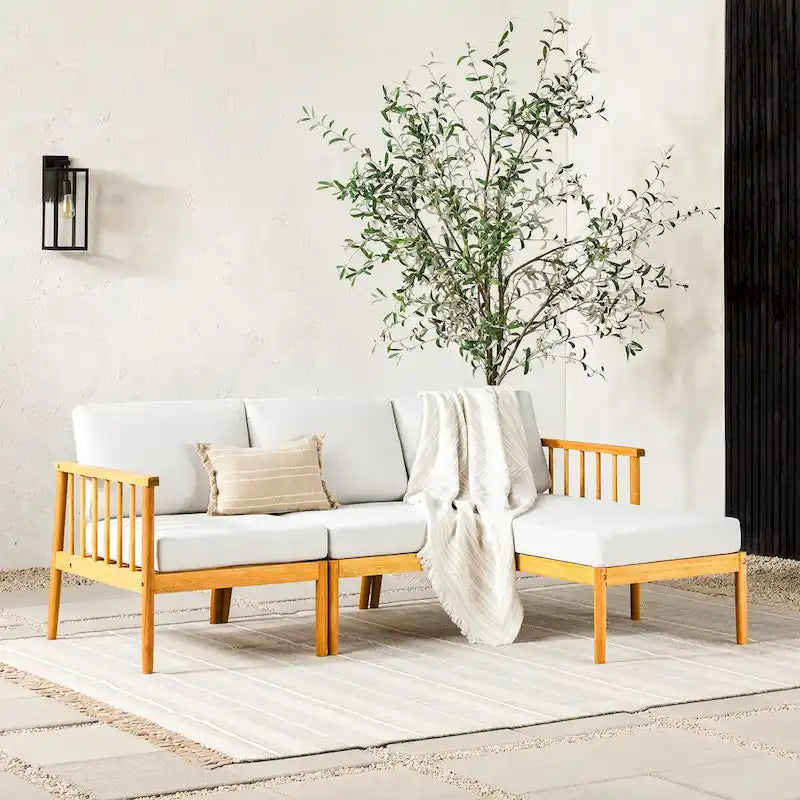 Divano-Chaise a fuso in legno massello Middlebrook