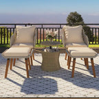 5-Piece Rope Patio Conversation Set with Wicker Bar Table and Cushions