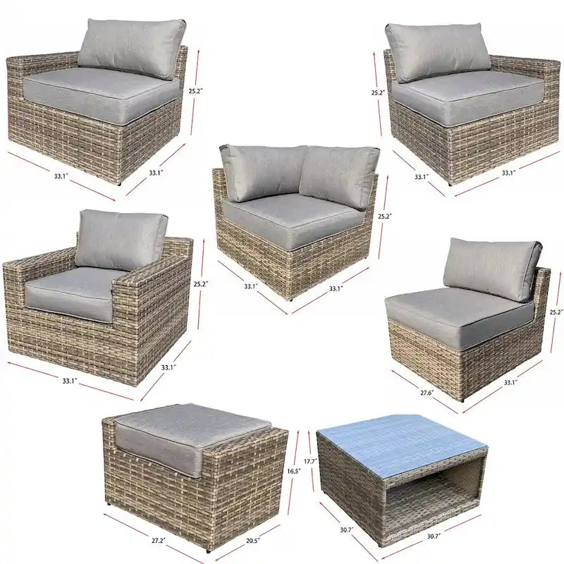 Set da Salotto Ventura in Rattan 11 Pezzi con Sedie Multiple