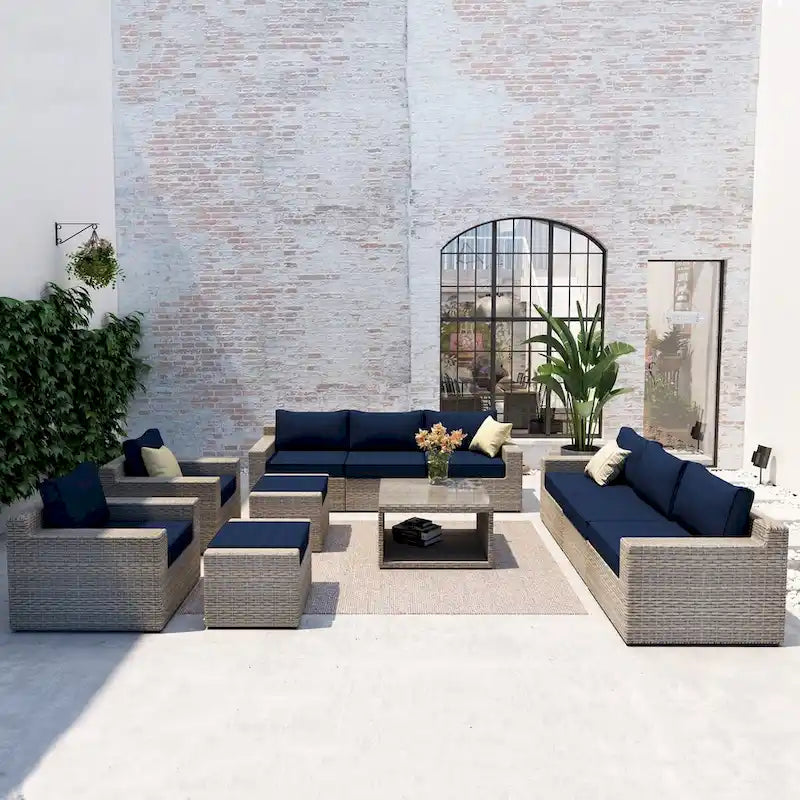 Set da Salotto Ventura in Rattan 11 Pezzi con Sedie Multiple