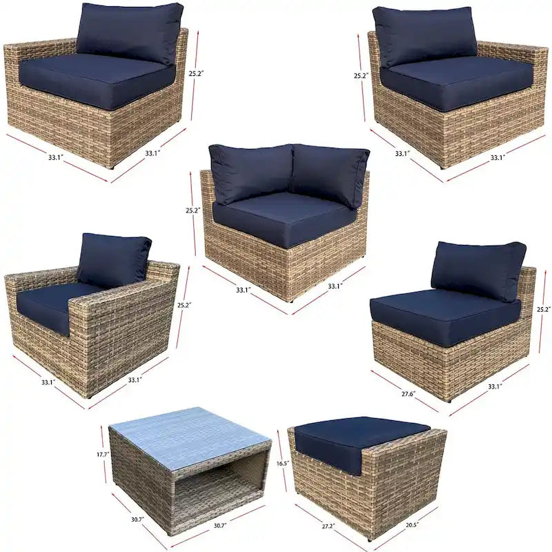 Set da Salotto Ventura in Rattan 11 Pezzi con Sedie Multiple