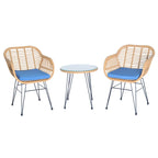 Set di 3 poltrone da conversazione in rattan da esterno con tavolo in vetro