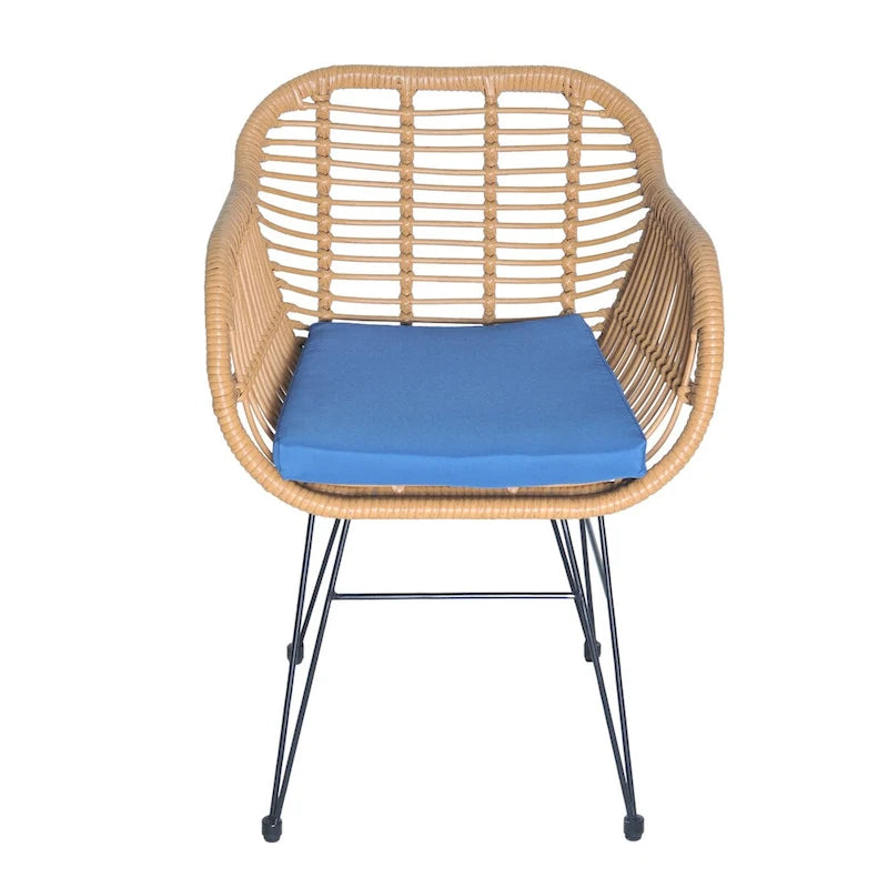 Set di 3 poltrone da conversazione in rattan da esterno con tavolo in vetro