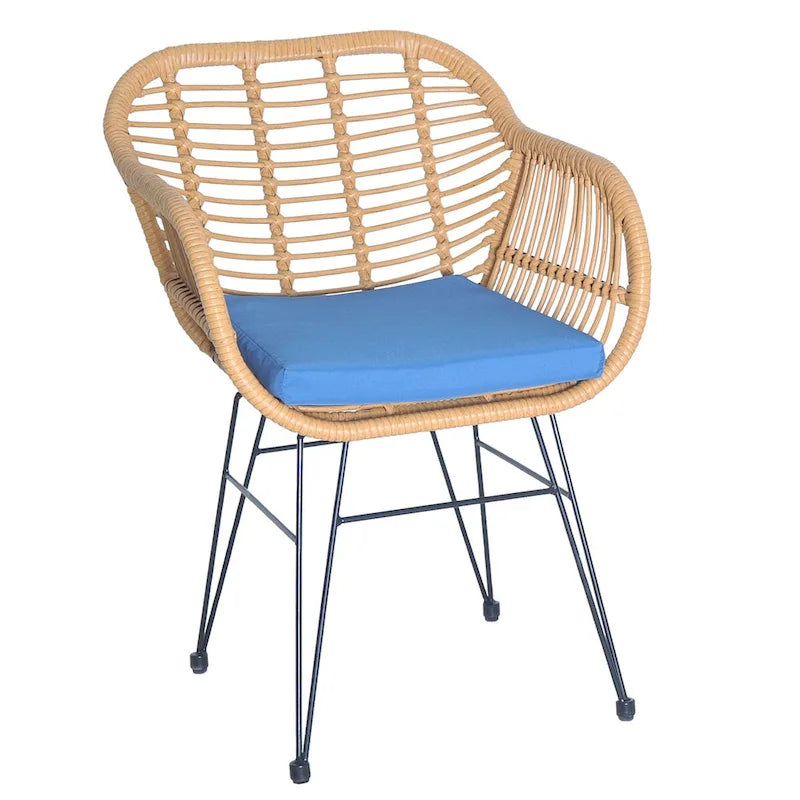 Set di 3 poltrone da conversazione in rattan da esterno con tavolo in vetro