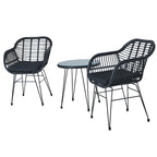 Set di 3 poltrone da conversazione in rattan da esterno con tavolo in vetro