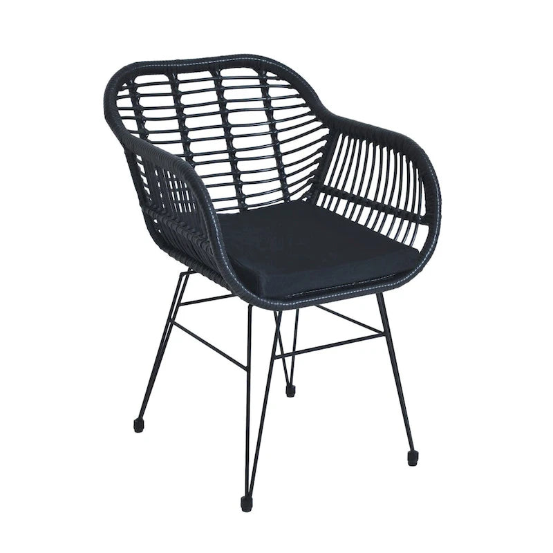Set di 3 poltrone da conversazione in rattan da esterno con tavolo in vetro