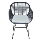 Set di 3 poltrone da conversazione in rattan da esterno con tavolo in vetro