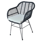 Set di 3 poltrone da conversazione in rattan da esterno con tavolo in vetro