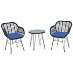 Set di 3 poltrone da conversazione in rattan da esterno con tavolo in vetro
