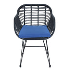 Set di 3 poltrone da conversazione in rattan da esterno con tavolo in vetro