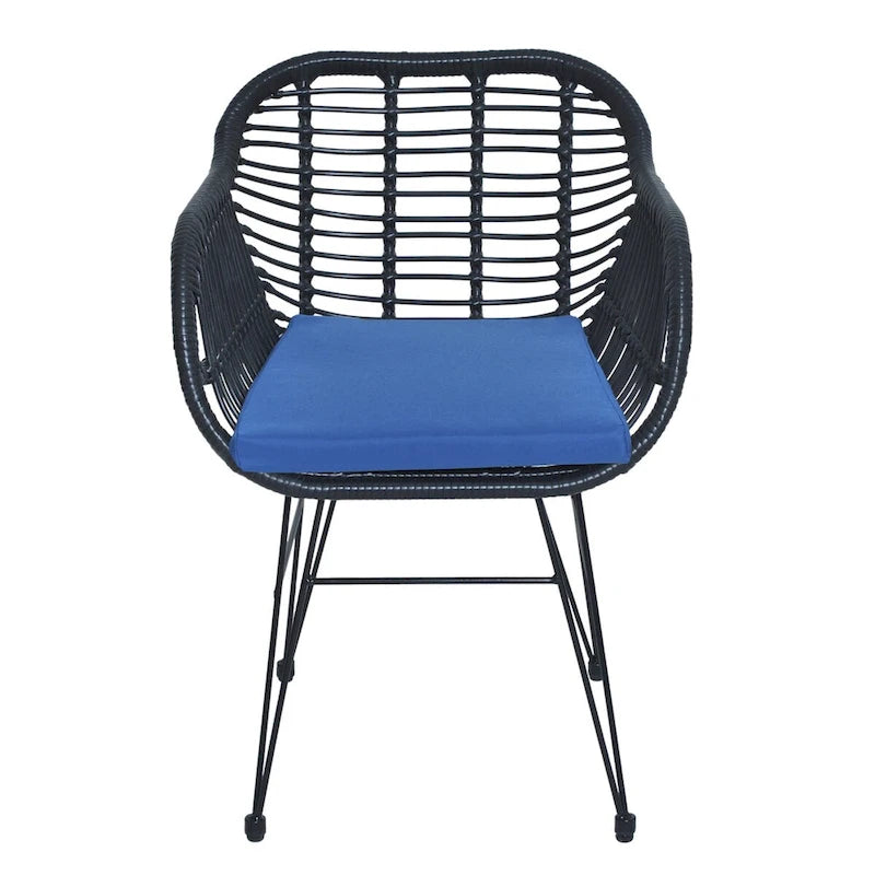 Set di 3 poltrone da conversazione in rattan da esterno con tavolo in vetro