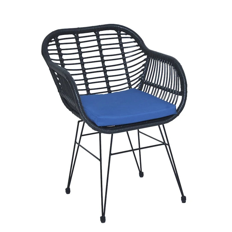Set di 3 poltrone da conversazione in rattan da esterno con tavolo in vetro