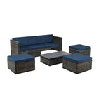 Ensemble de canapé d'angle d'extérieur 5 pièces en rotin synthétique avec table basse relevable