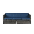 Ensemble de canapé d'angle d'extérieur 5 pièces en rotin synthétique avec table basse relevable