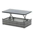 Ensemble de canapé d'angle d'extérieur 5 pièces en rotin synthétique avec table basse relevable