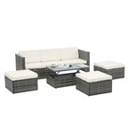 Ensemble de canapé d'angle d'extérieur 5 pièces en rotin synthétique avec table basse relevable