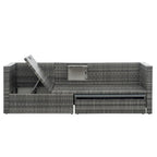 Ensemble de canapé d'angle d'extérieur 5 pièces en rotin synthétique avec table basse relevable