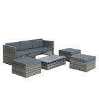 Ensemble de canapé d'angle d'extérieur 5 pièces en rotin synthétique avec table basse relevable