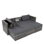 Ensemble de canapé d'angle d'extérieur 5 pièces en rotin synthétique avec table basse relevable