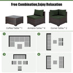 Patio Watcher Morden Set 7 Pezzi Sezionale in Rattan Wicker da Esterno Adatto per il Giardino