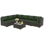 Patio Watcher Morden Set 7 Pezzi Sezionale in Rattan Wicker da Esterno Adatto per il Giardino