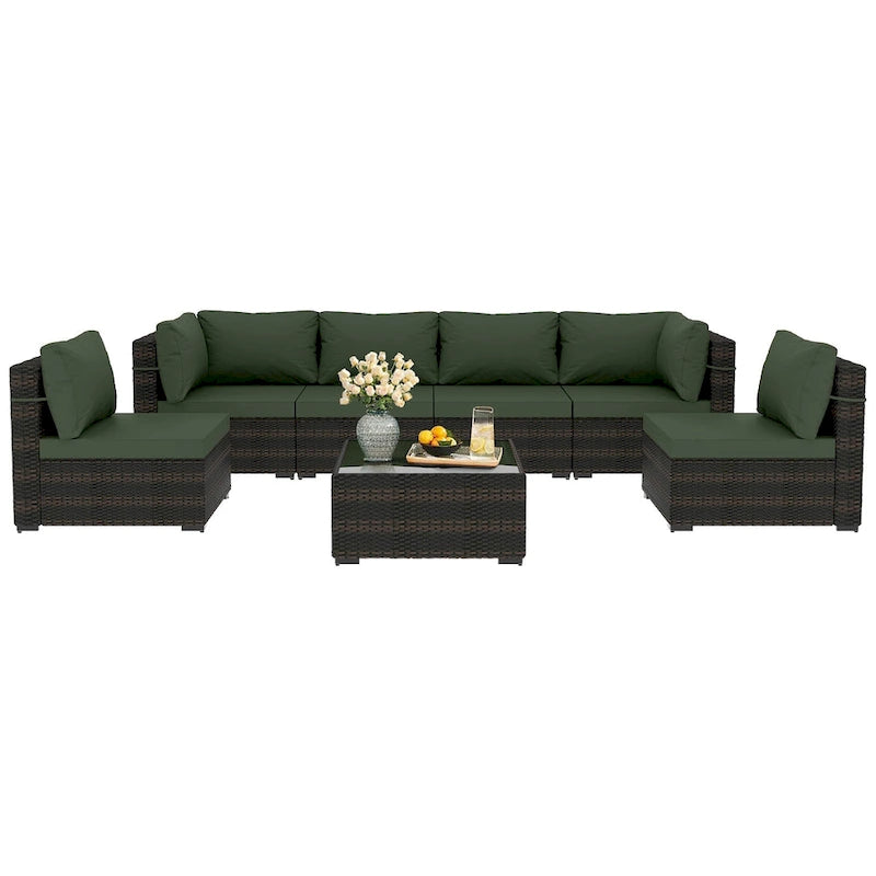 Patio Watcher Morden Set 7 Pezzi Sezionale in Rattan Wicker da Esterno Adatto per il Giardino