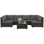 Patio Watcher Morden Set 7 Pezzi Sezionale in Rattan Wicker da Esterno Adatto per il Giardino