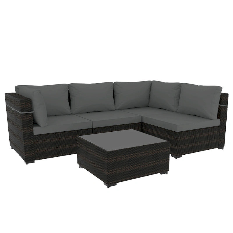 Patio Watcher Morden Set 7 Pezzi Sezionale in Rattan Wicker da Esterno Adatto per il Giardino