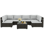 Patio Watcher Morden Set 7 Pezzi Sezionale in Rattan Wicker da Esterno Adatto per il Giardino