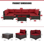 Patio Watcher Morden Set 7 Pezzi Sezionale in Rattan Wicker da Esterno Adatto per il Giardino