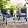 Set divano da esterno in vimini da 5 pezzi, 2 sedie, 2 pouf, 1 tavolo