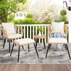 Set divano da esterno in vimini da 5 pezzi, 2 sedie, 2 pouf, 1 tavolo