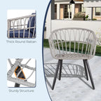 Set divano da esterno in vimini da 5 pezzi, 2 sedie, 2 pouf, 1 tavolo