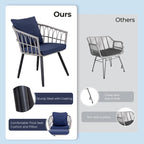 Set divano da esterno in vimini da 5 pezzi, 2 sedie, 2 pouf, 1 tavolo