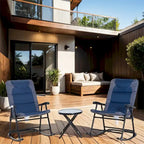 3 Piece Patio Folding Rocking Chairs Set with Glass Coffee Table