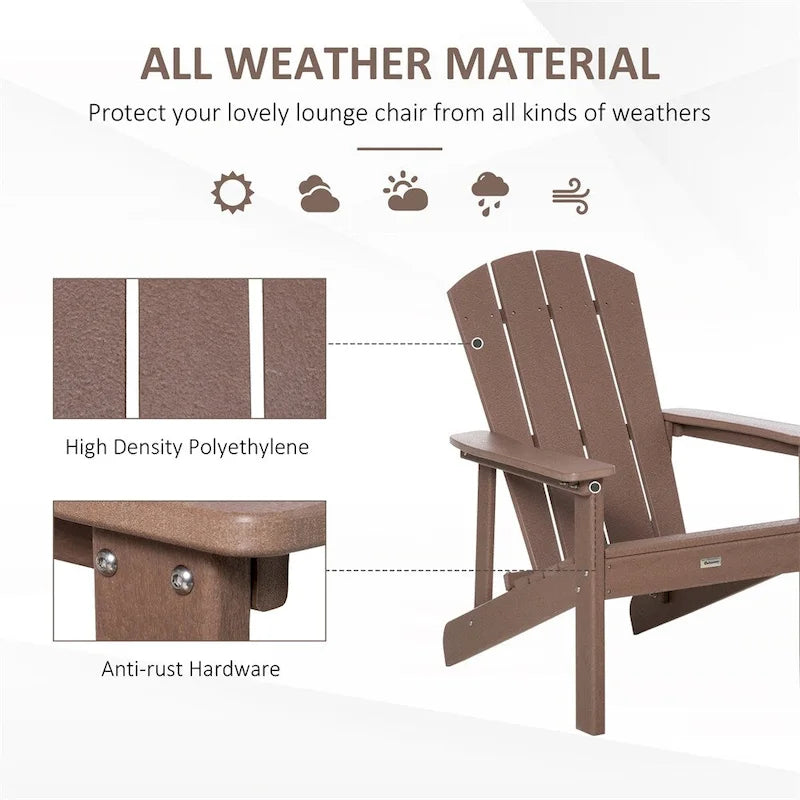 Sedia Adirondack, Sedia da Patio e Focolare in Finto Legno, HDPE Resistente alle Intemperie