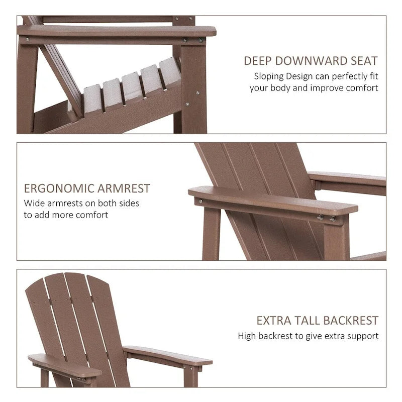 Sedia Adirondack, Sedia da Patio e Focolare in Finto Legno, HDPE Resistente alle Intemperie
