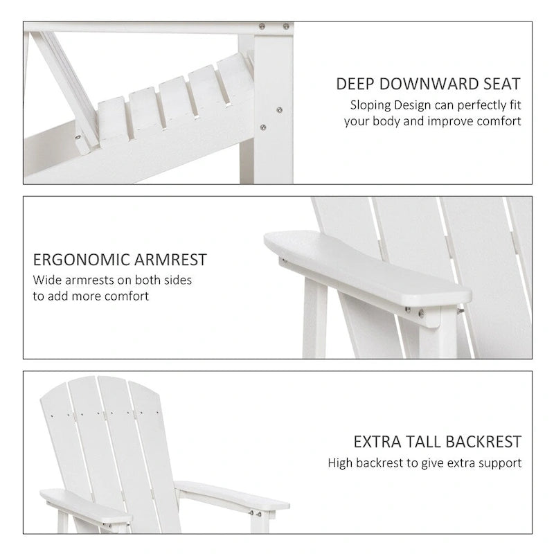 Sedia Adirondack, Sedia da Patio e Focolare in Finto Legno, HDPE Resistente alle Intemperie