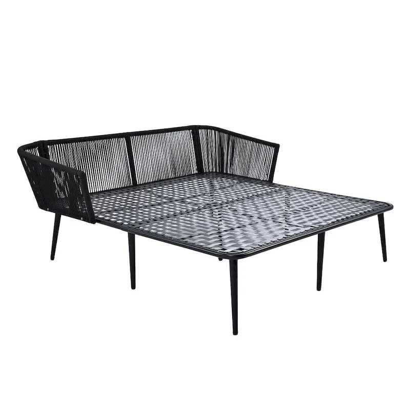 Daybed da esterno con schienale in corda di nylon intrecciata e cuscini lavabili