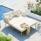 Daybed da esterno con schienale in corda di nylon intrecciata e cuscini lavabili