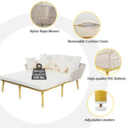 Daybed da esterno con schienale in corda di nylon intrecciata e cuscini lavabili